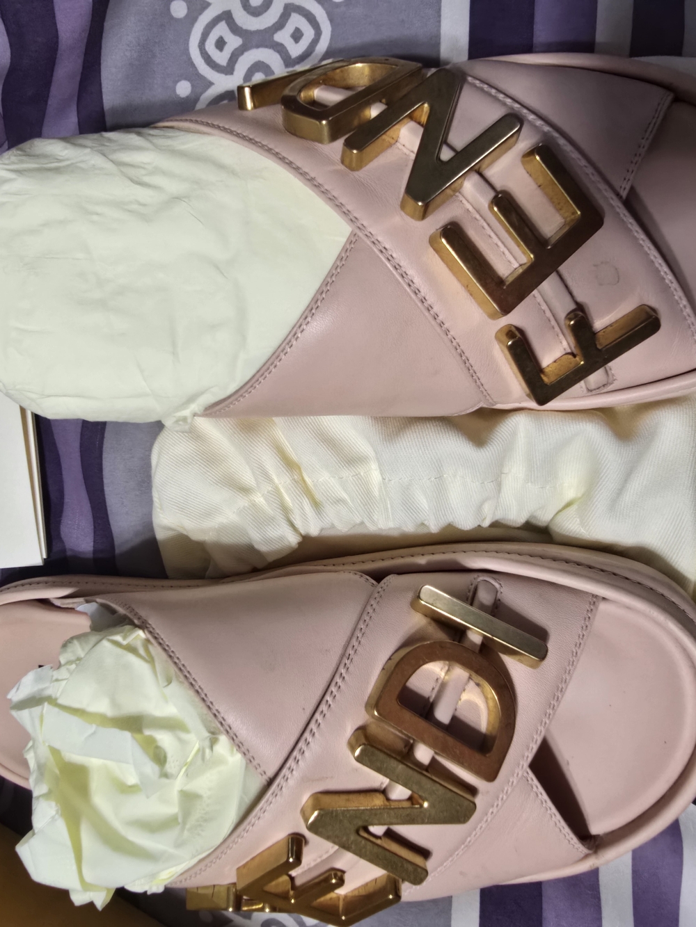 Women’s Pink Slide Sandals with Gold Accent